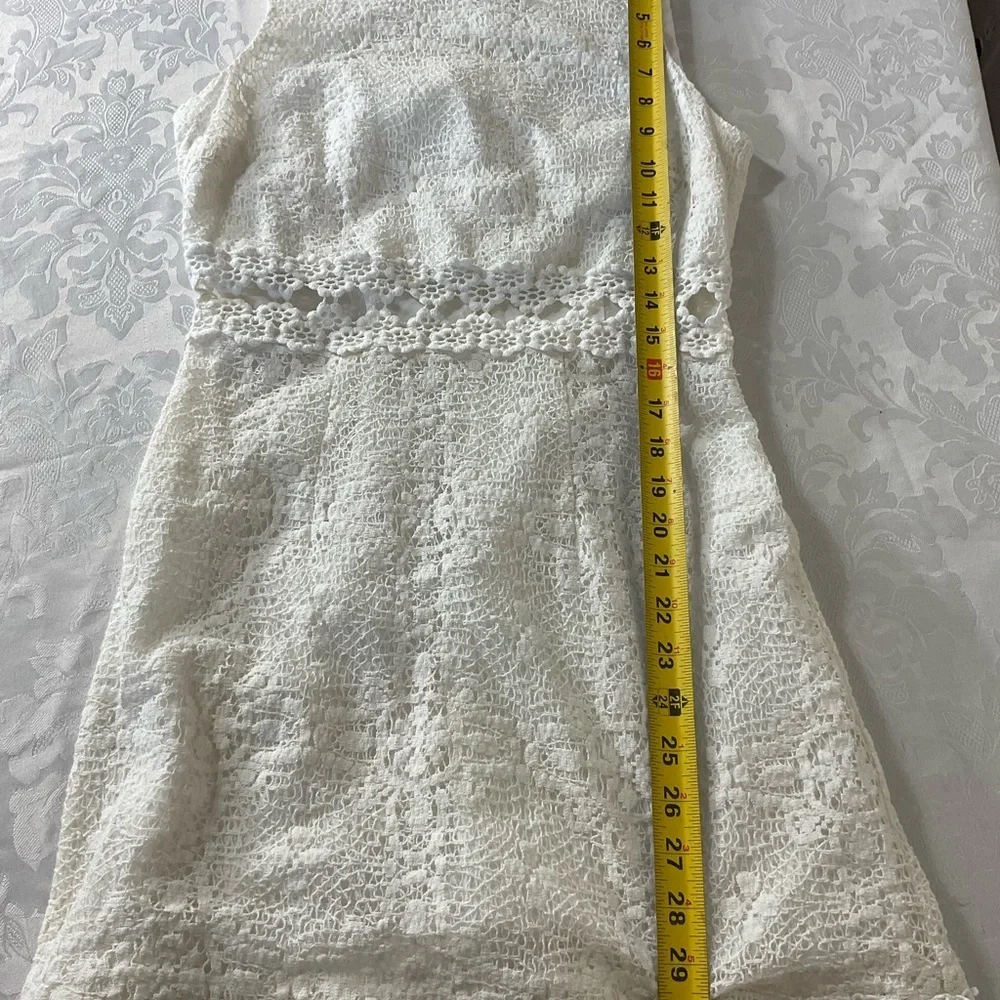 TopShop white sleeveless eyelet Lace Sleeveless short dress Women Size 4 - Picture 6 of 9